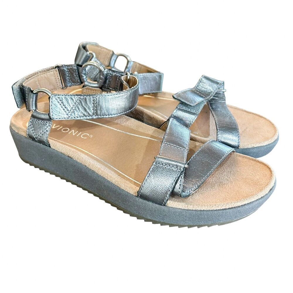 Vionic Silver Sandals With Cushioned Footbed - image 1